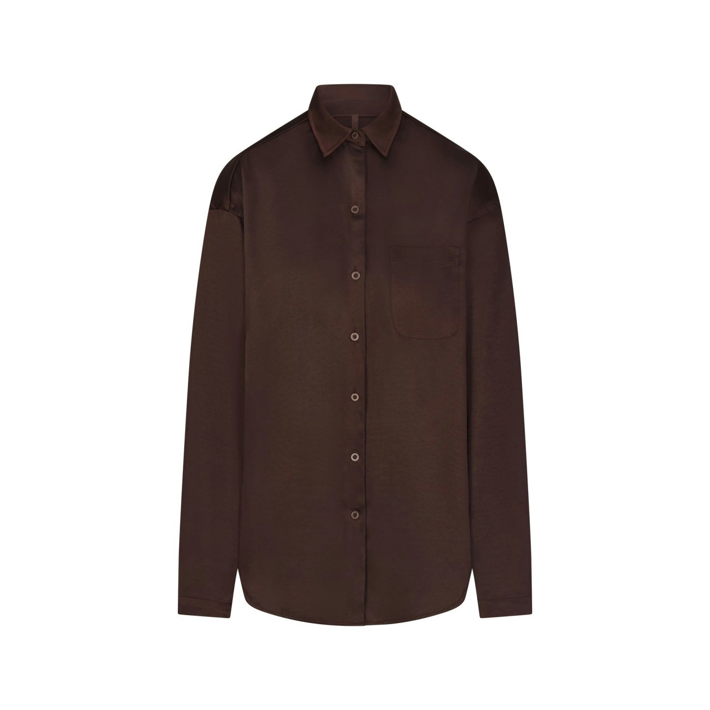 LIGHTWEIGHT SATIN OVERSIZED SHIRT - ESPRESSO - image 11