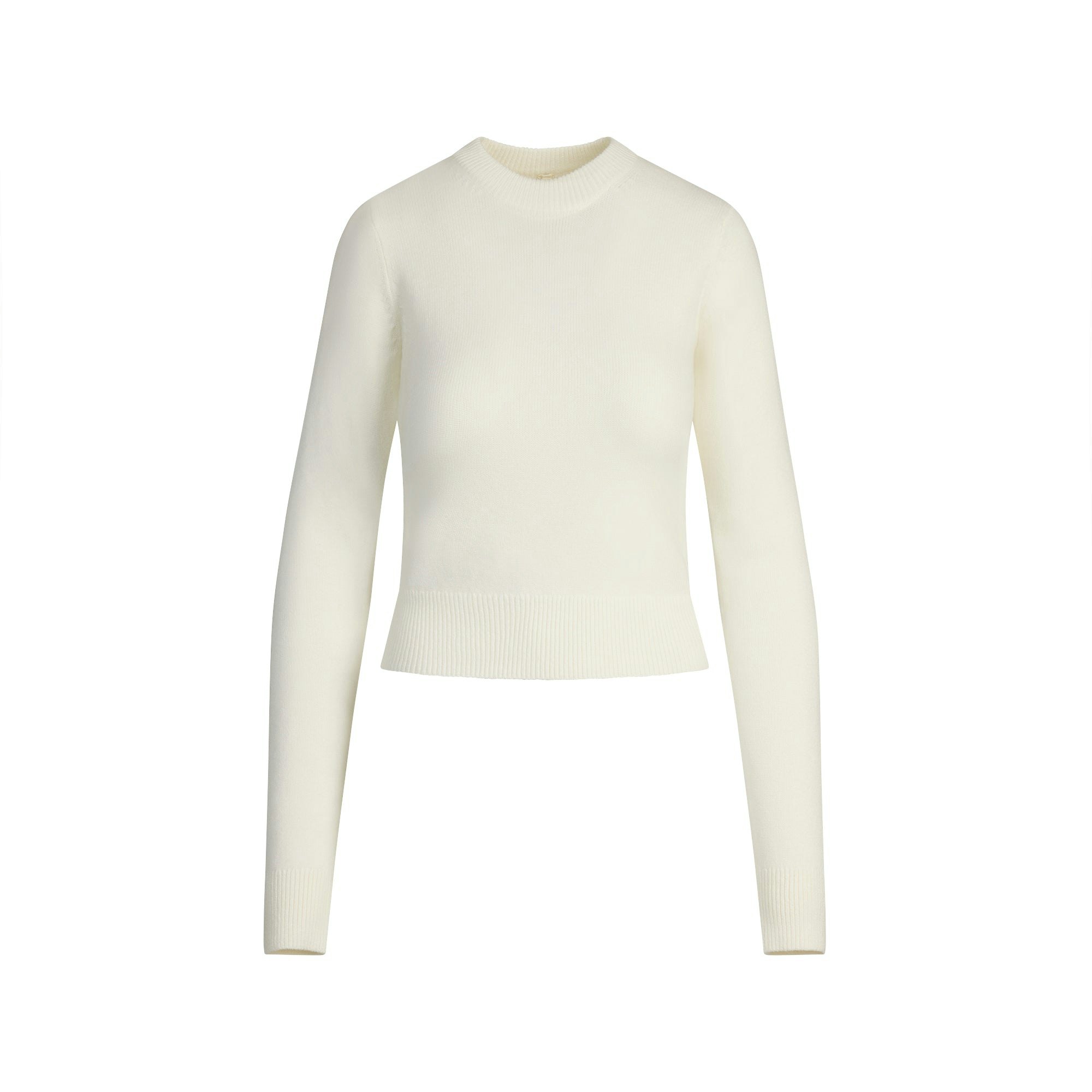 SWEATER KNITS RIBBED LONG SLEEVE FITTED CREW NECK - IVORY - image 15