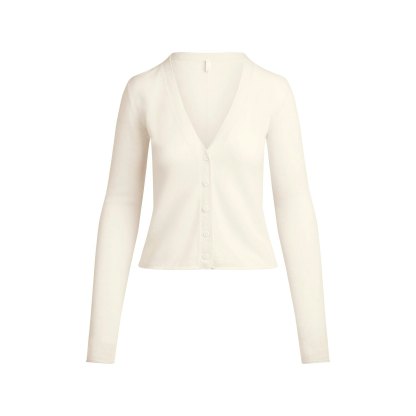 FEATHERWEIGHT CASHMERE CARDIGAN - EGRET - image 5