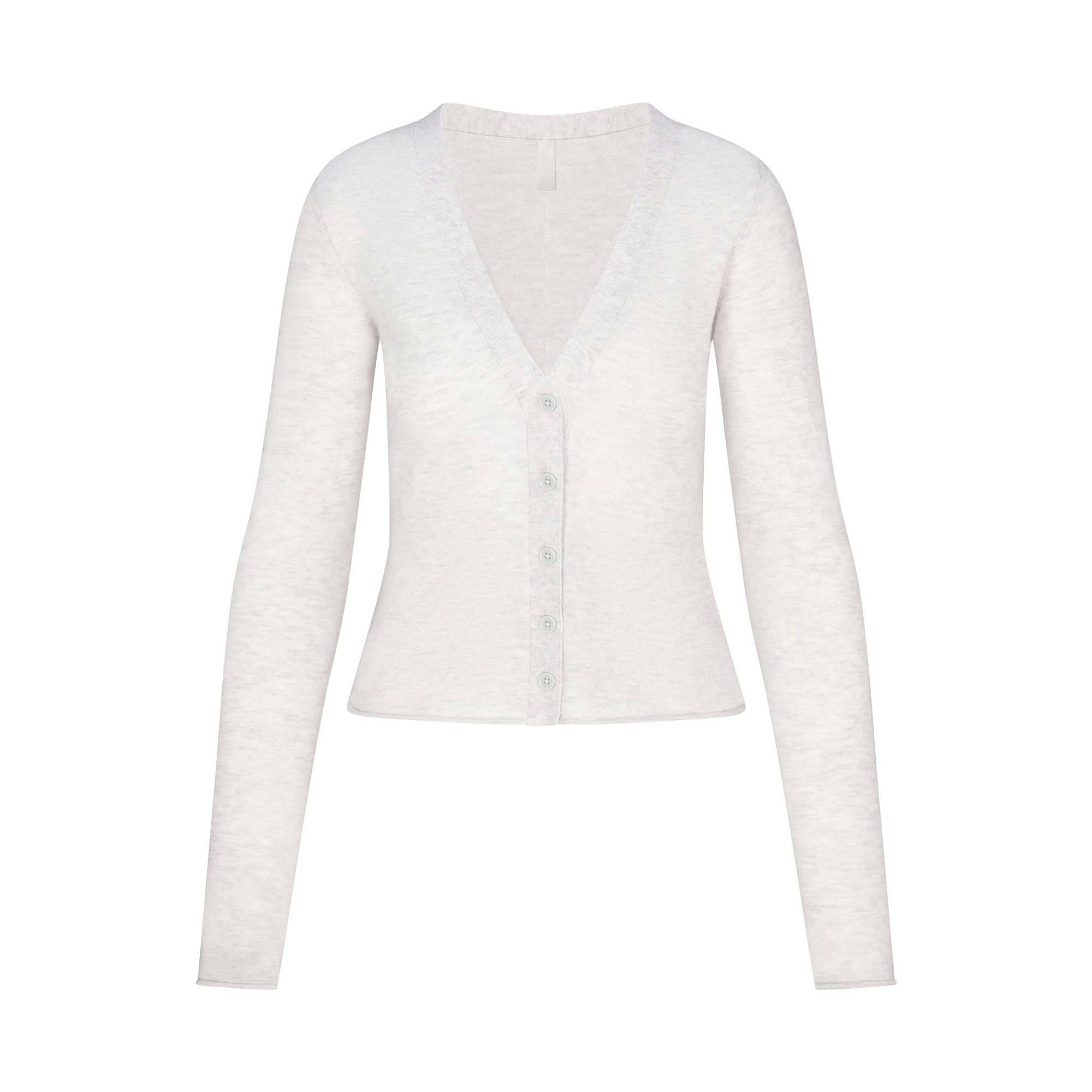 FEATHERWEIGHT CASHMERE CARDIGAN - LIGHT HEATHER GREY - image 10