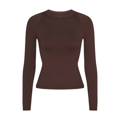 NikeSKIMS AIRY LONG SLEEVE CREW NECK TOP - DARK SEPIA - image 13