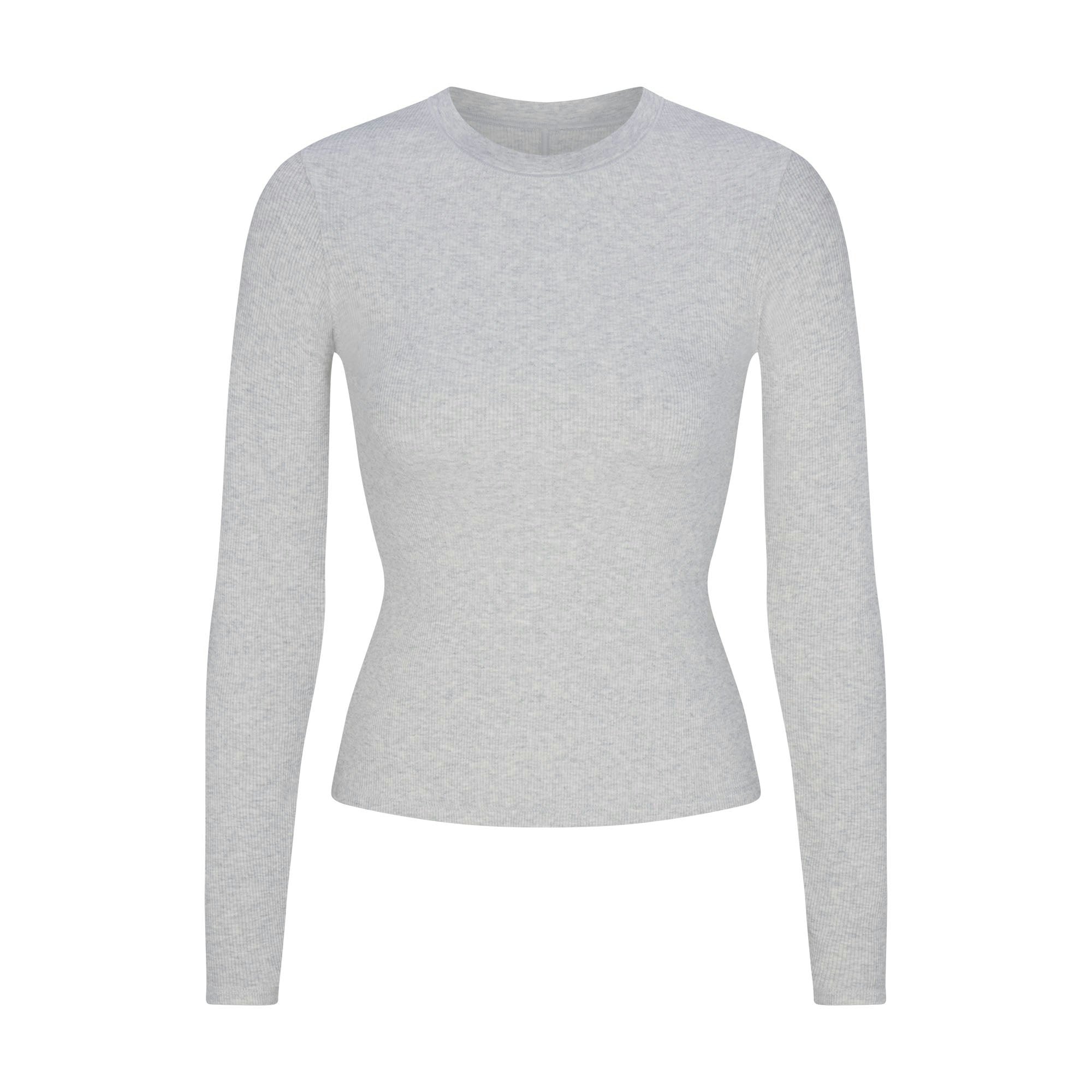 COTTON RIB LONG SLEEVE T-SHIRT - LIGHT HEATHER GREY - image 16