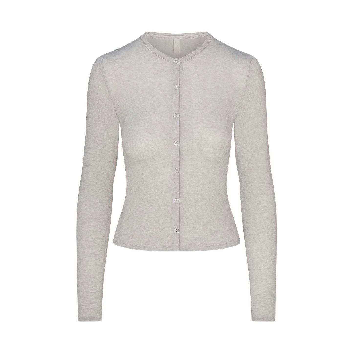 SHEER MODAL CARDIGAN WITH COVERED BUTTONS - HEATHER GREY - image 6