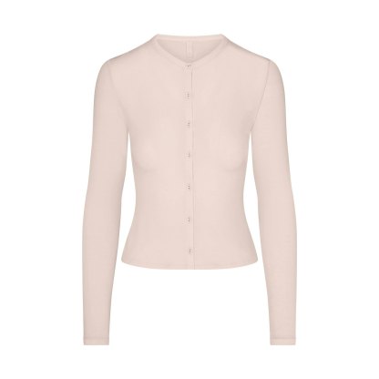 SHEER MODAL CARDIGAN WITH COVERED BUTTONS - PRIMROSE - image 18