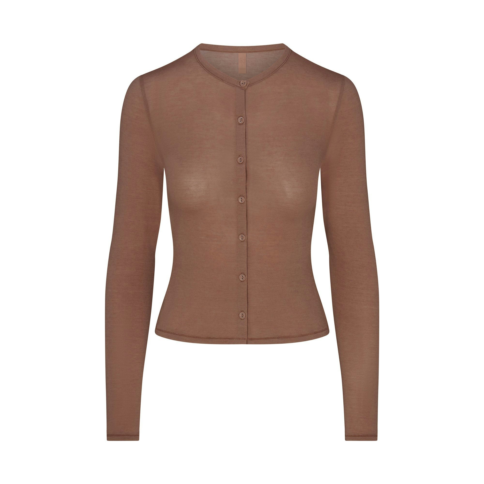 SHEER MODAL CARDIGAN WITH COVERED BUTTONS - SIENNA - image 12