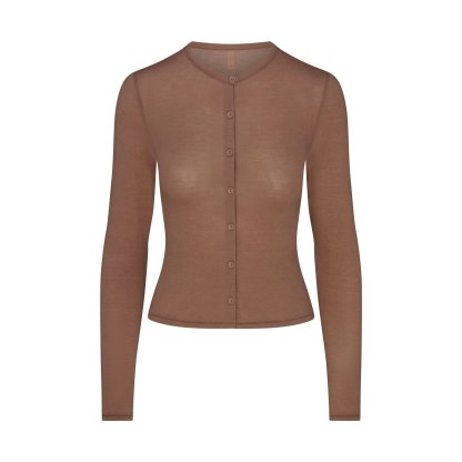 SHEER MODAL CARDIGAN WITH COVERED BUTTONS - SIENNA - image 12
