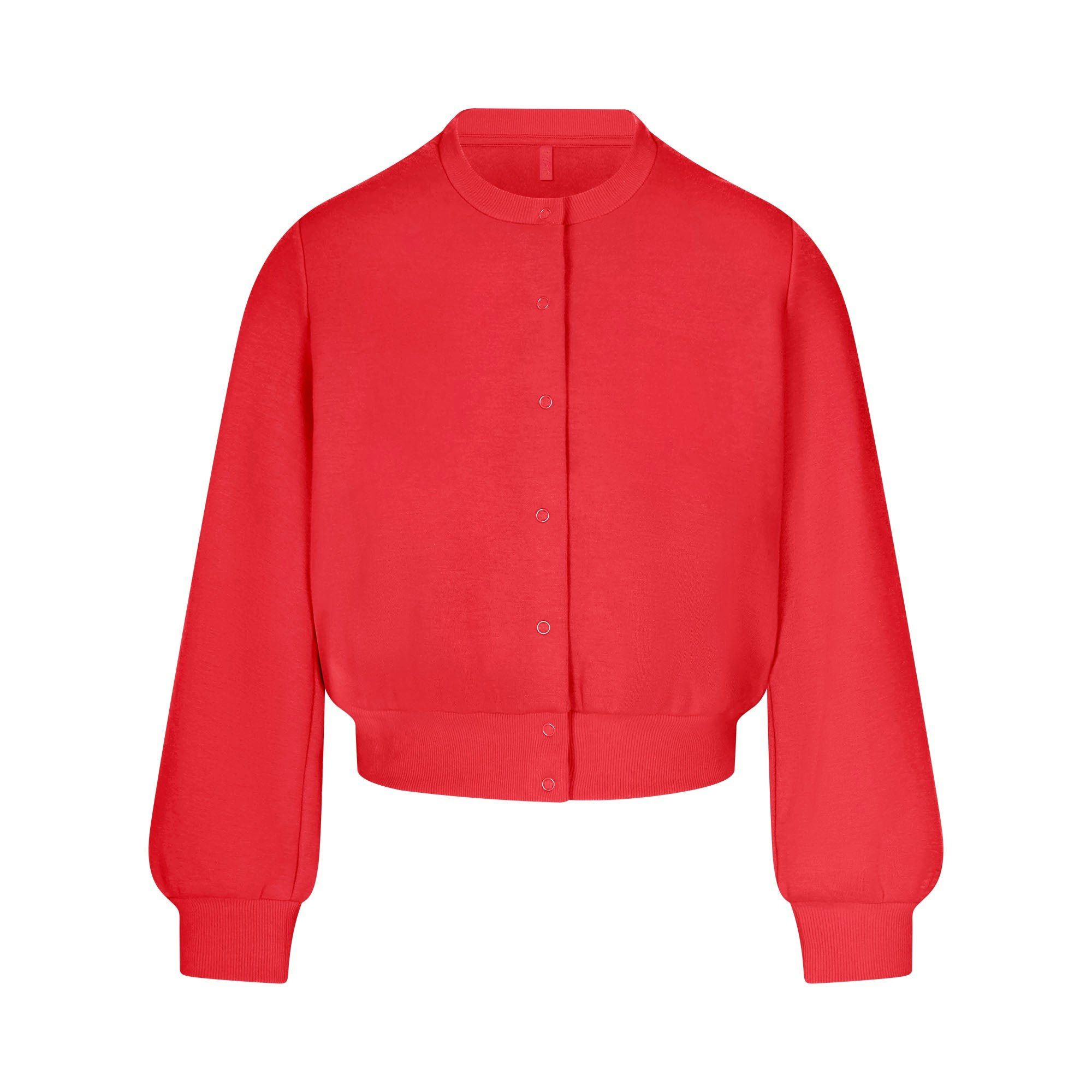 COTTON FLEECE SHRUNKEN CARDIGAN - WASHED RED - image 7