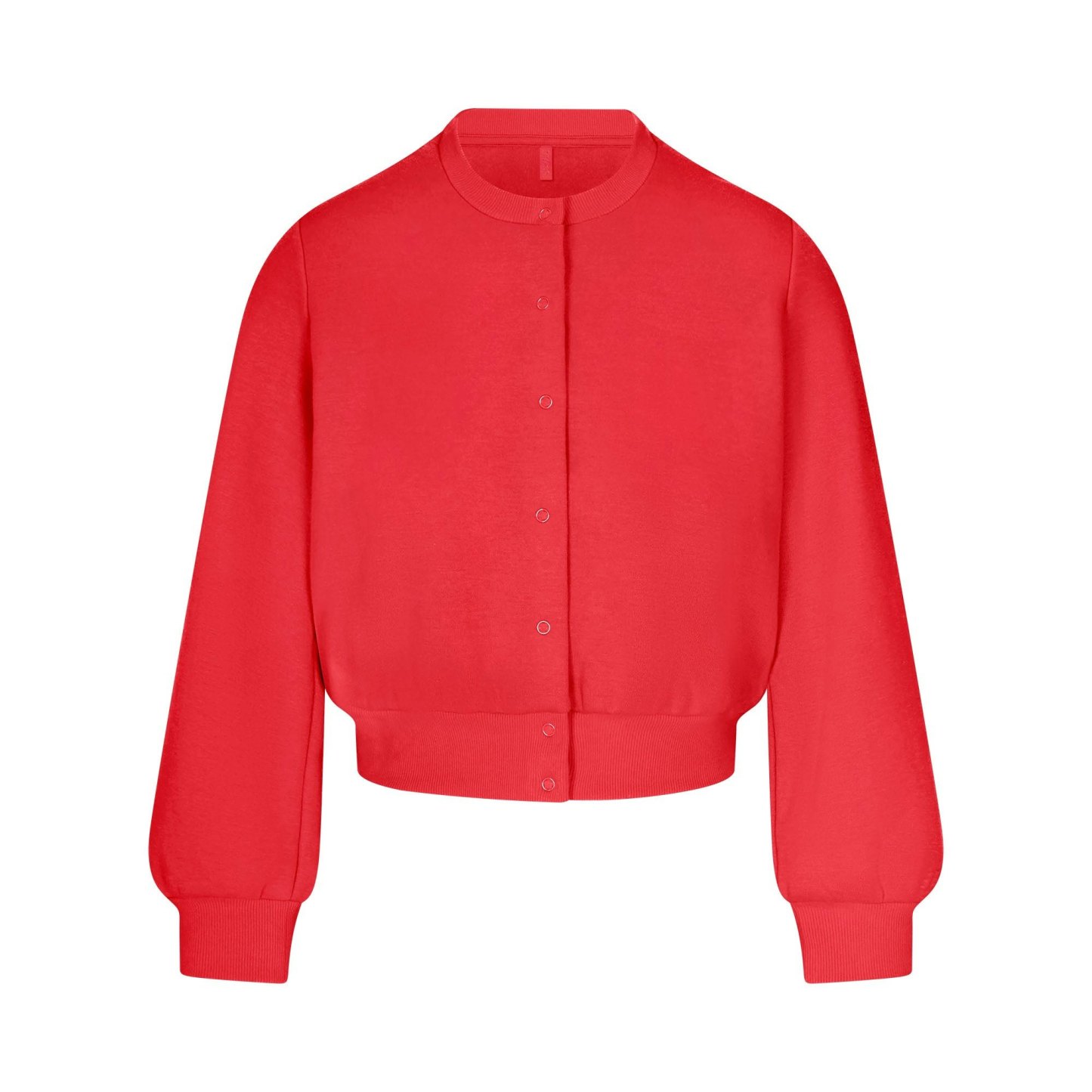 COTTON FLEECE SHRUNKEN CARDIGAN - WASHED RED - image 7