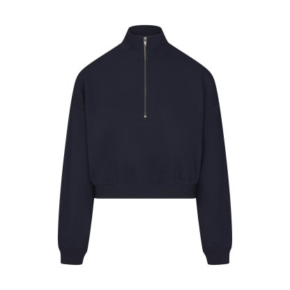 DRAPEY FRENCH TERRY HALF ZIP - NAVY - image 15