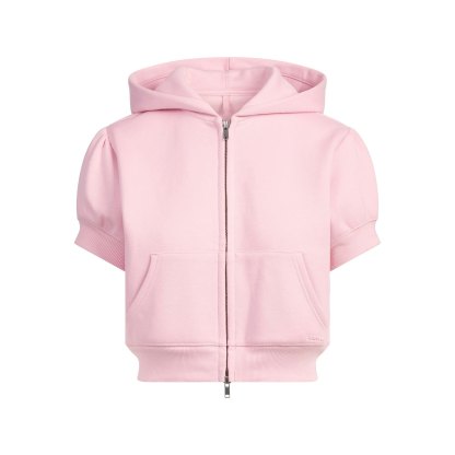 COTTON FLEECE BUBBLE SLEEVE CROPPED ZIP UP - HALITE - image 13