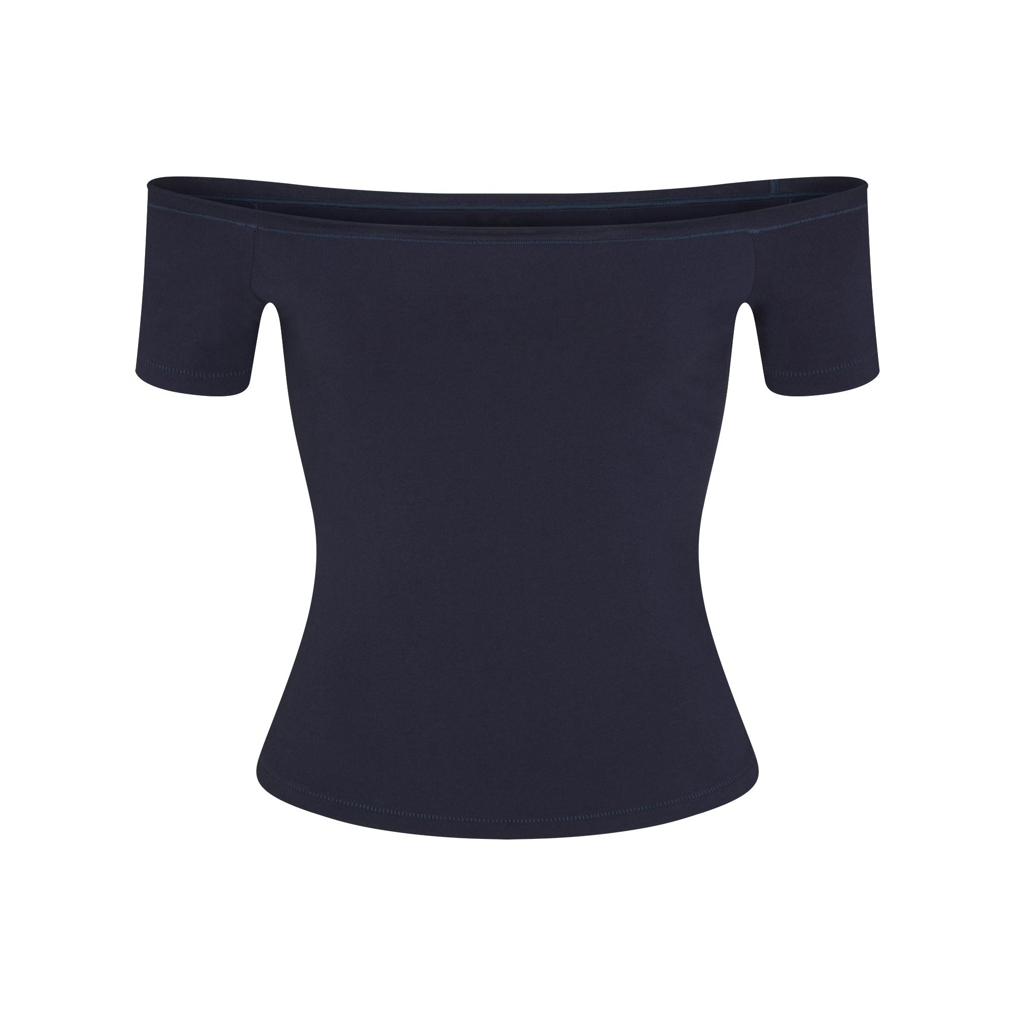 COTTON JERSEY OFF THE SHOULDER TOP - NAVY - image 5