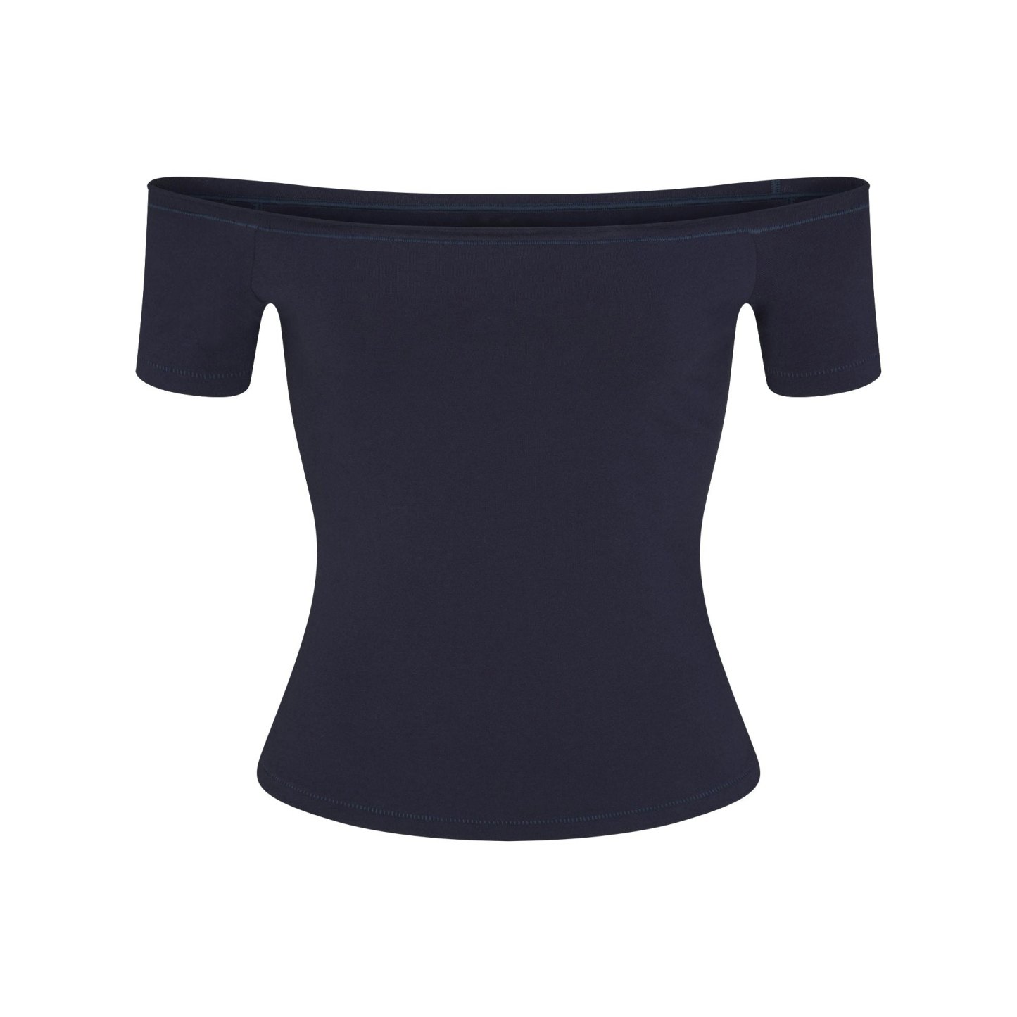 COTTON JERSEY OFF THE SHOULDER TOP - NAVY - image 5