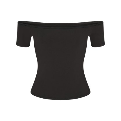 COTTON JERSEY OFF THE SHOULDER TOP - SOOT - image 25
