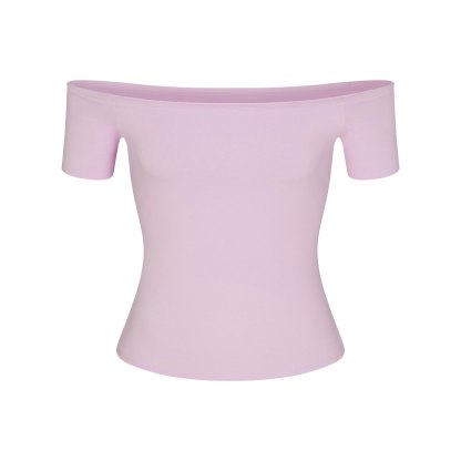 COTTON JERSEY OFF THE SHOULDER TOP - SUGAR PLUM - image 20