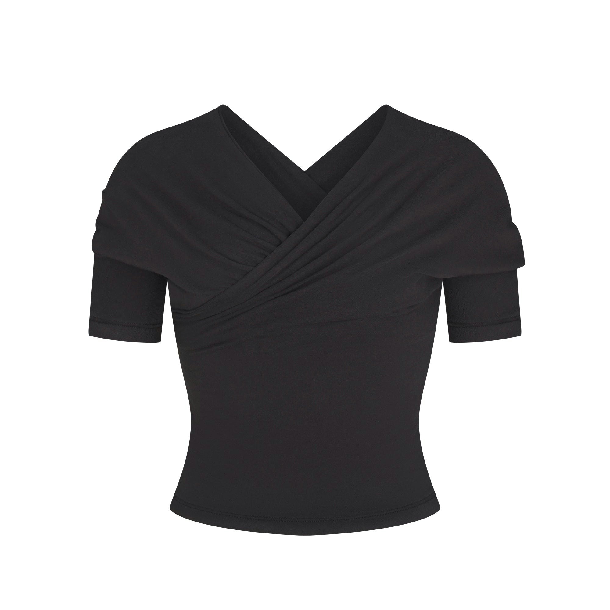 COTTON JERSEY WRAP TOP - SOOT - image 19