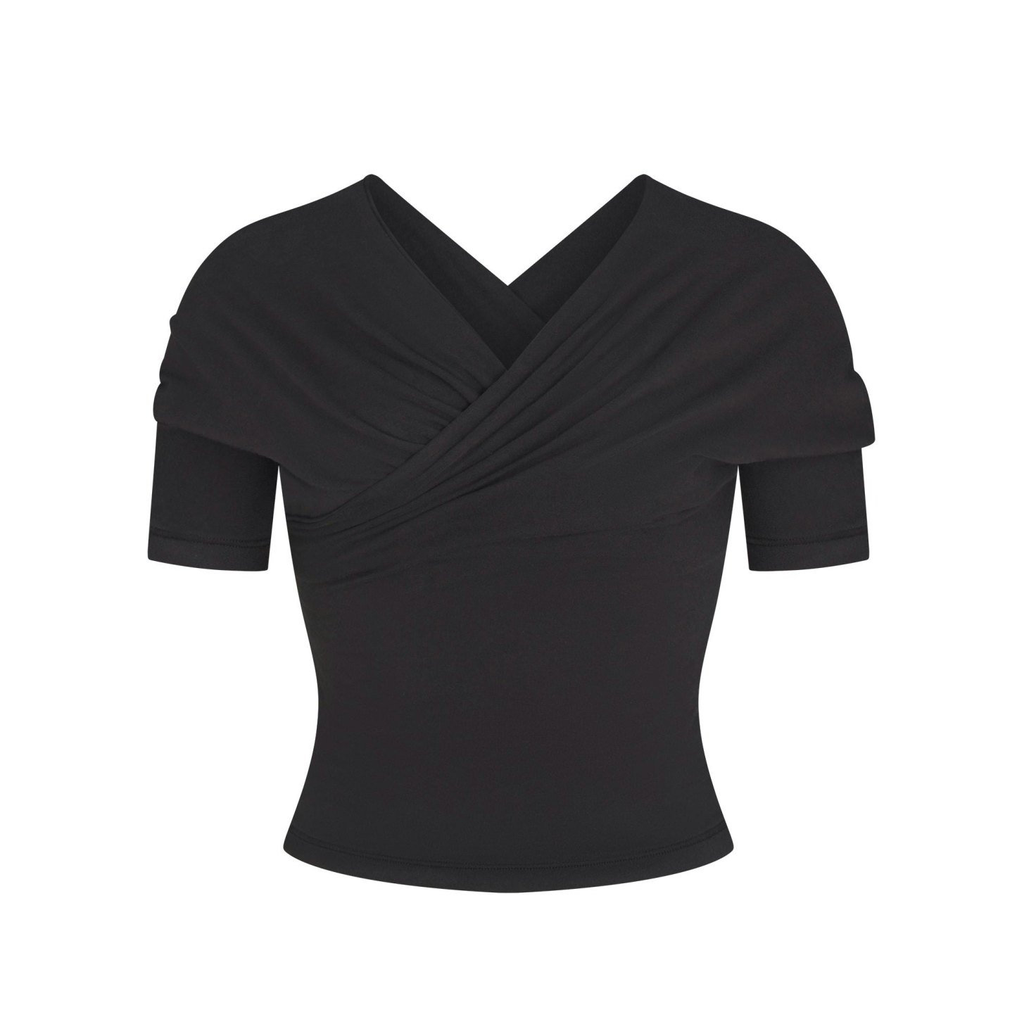COTTON JERSEY WRAP TOP - SOOT - image 19