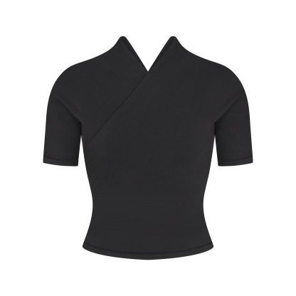 COTTON JERSEY WRAP TOP - SOOT - image 18