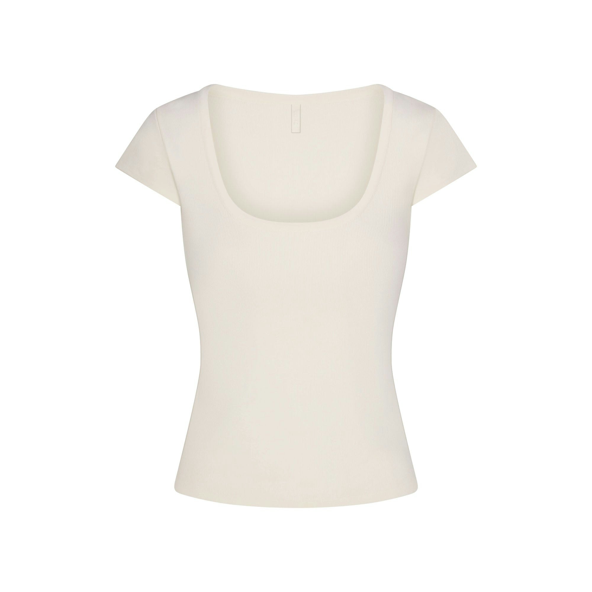 REFINED KNIT SCOOP NECK TOP - EGRET - image 14