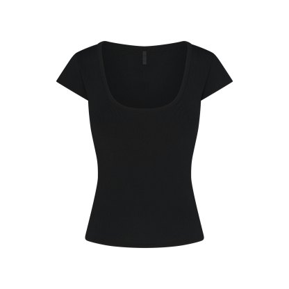 REFINED KNIT SCOOP NECK TOP - OBSIDIAN - image 9