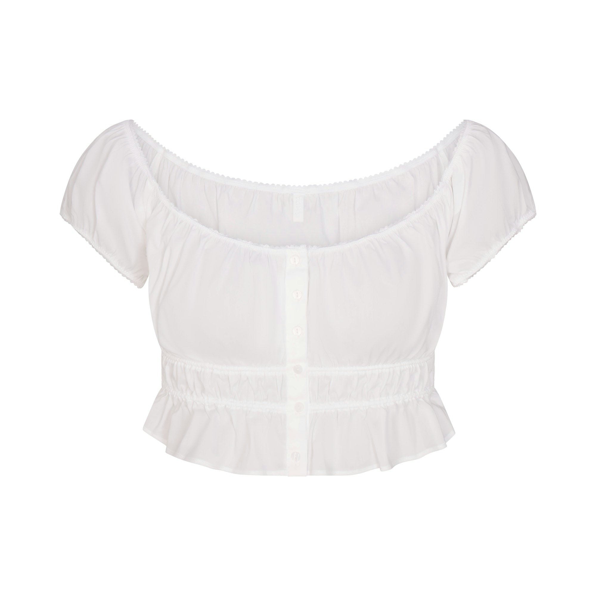 POPLIN APPAREL OFF THE SHOULDER TOP - SNOW - image 10