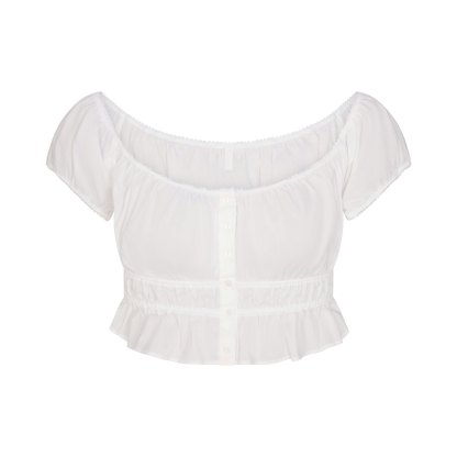 POPLIN APPAREL OFF THE SHOULDER TOP - SNOW - image 10