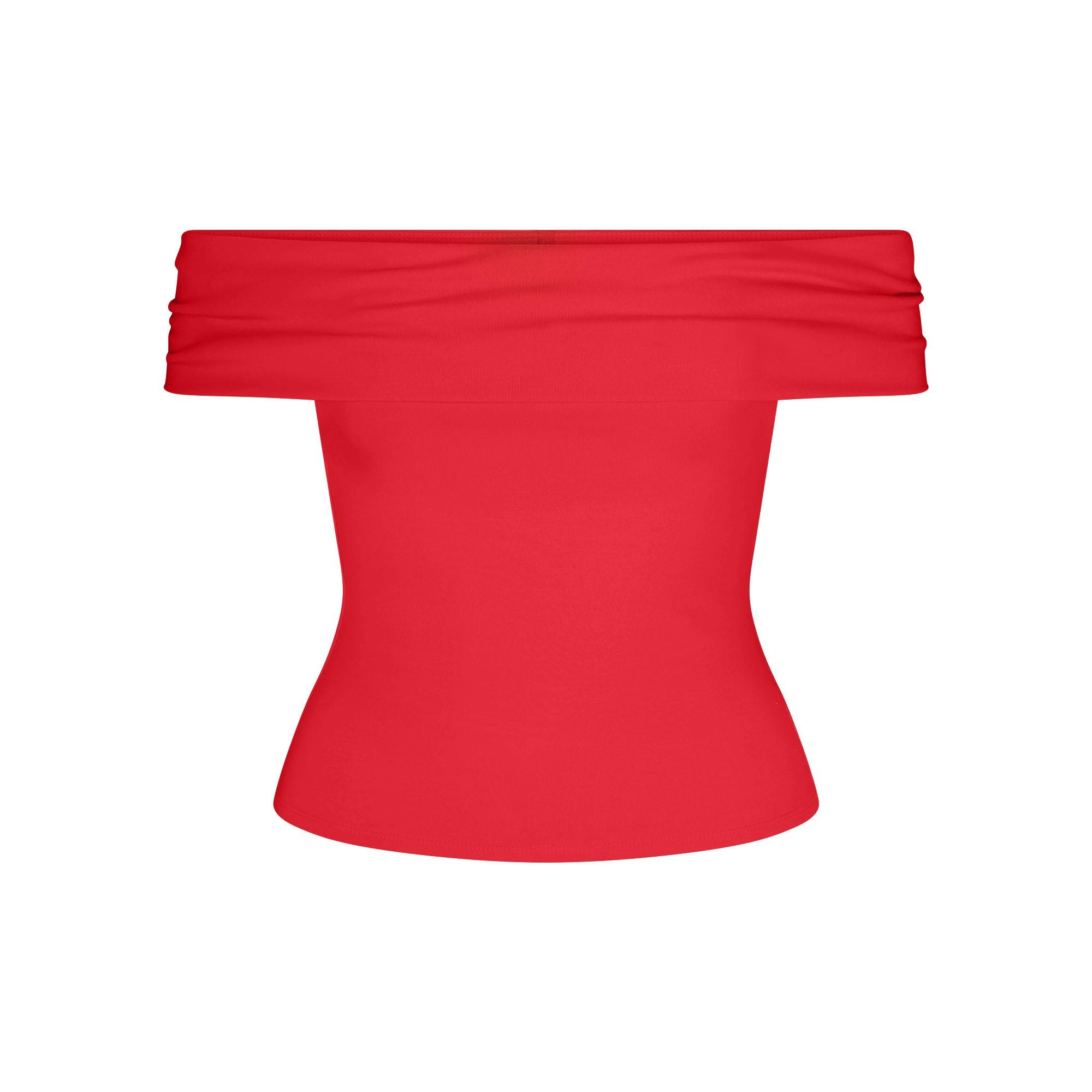 SMOOTH LAYERS ASYMMETRICAL OFF THE SHOULDER TOP - CARMINE - image 5