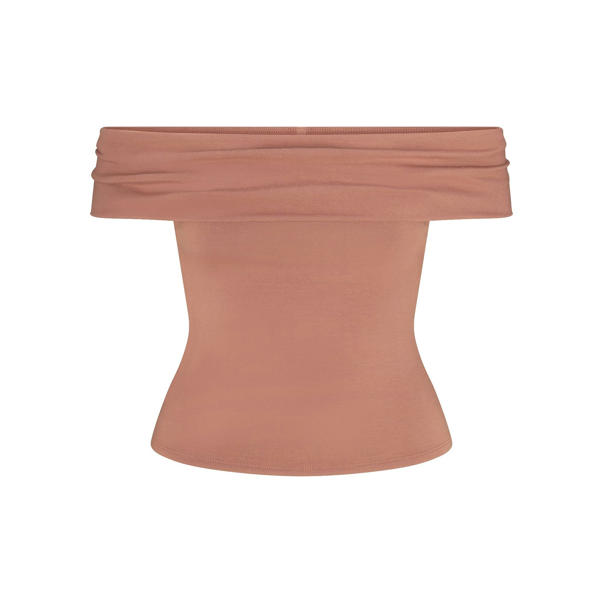 SMOOTH LAYERS ASYMMETRICAL OFF THE SHOULDER TOP - NUTMEG - image 15