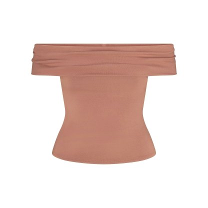 SMOOTH LAYERS ASYMMETRICAL OFF THE SHOULDER TOP - NUTMEG - image 15
