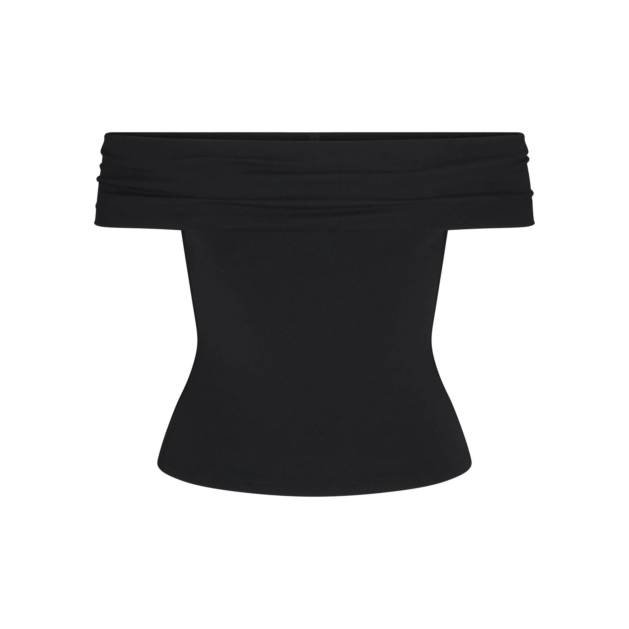 SMOOTH LAYERS ASYMMETRICAL OFF THE SHOULDER TOP - OBSIDIAN - image 10