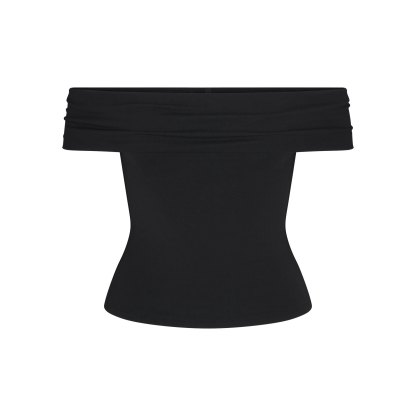 SMOOTH LAYERS ASYMMETRICAL OFF THE SHOULDER TOP - OBSIDIAN - image 10