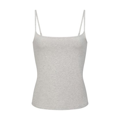 COTTON JERSEY SCOOP NECK CAMI - LIGHT HEATHER GREY - image 49