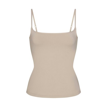 COTTON JERSEY SCOOP NECK CAMI - STONE - image 11