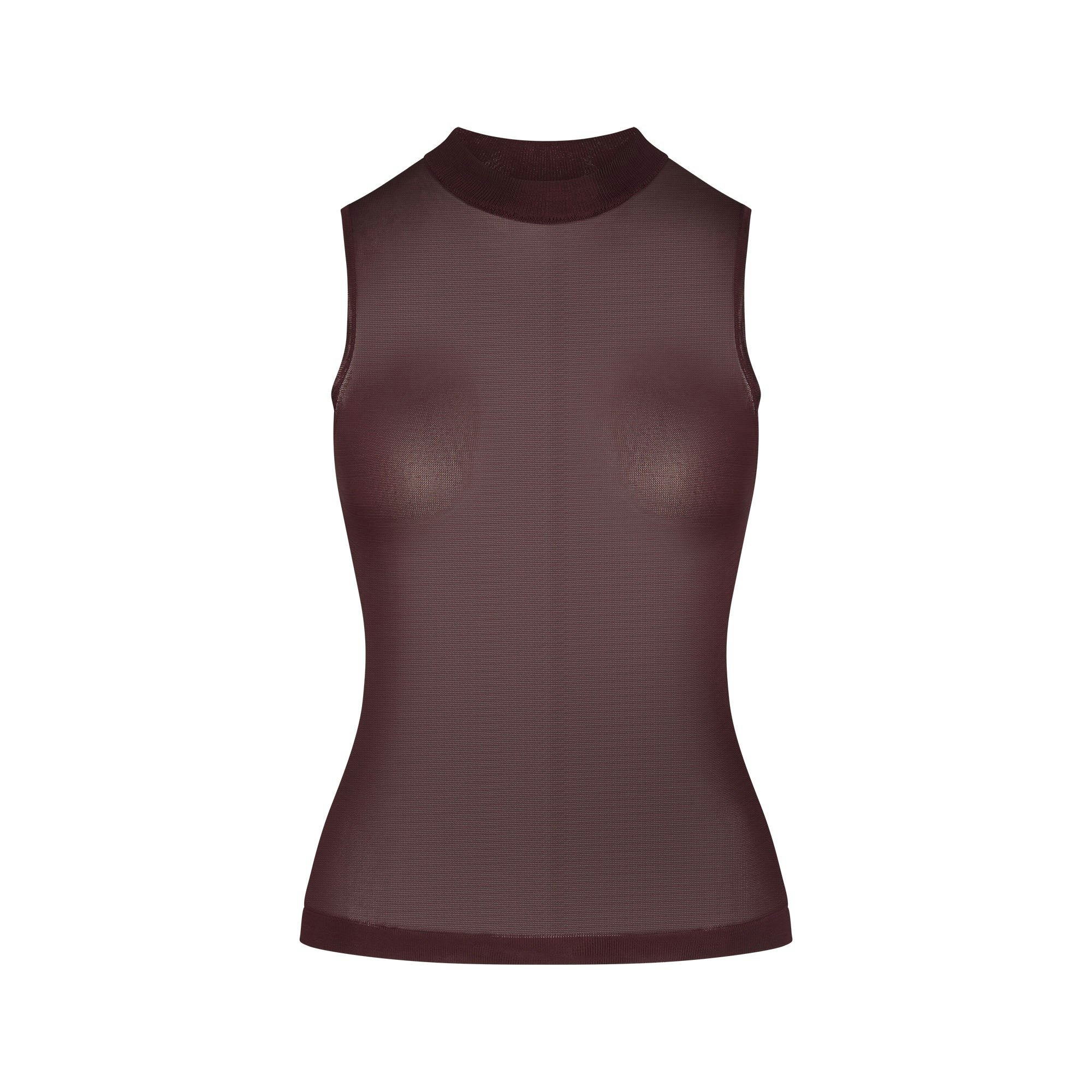 SLINKY KNIT MOCK NECK TANK - CURRANT - image 6
