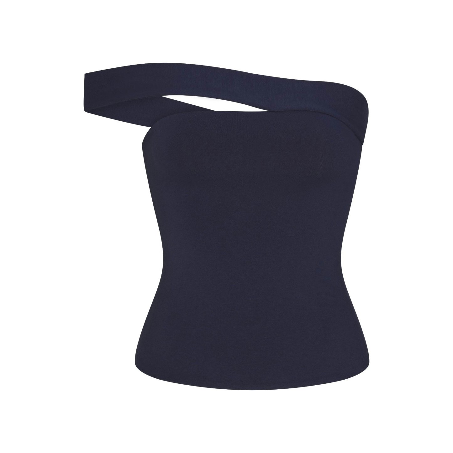 COTTON JERSEY ASYMMETRICAL TOP - NAVY - image 13