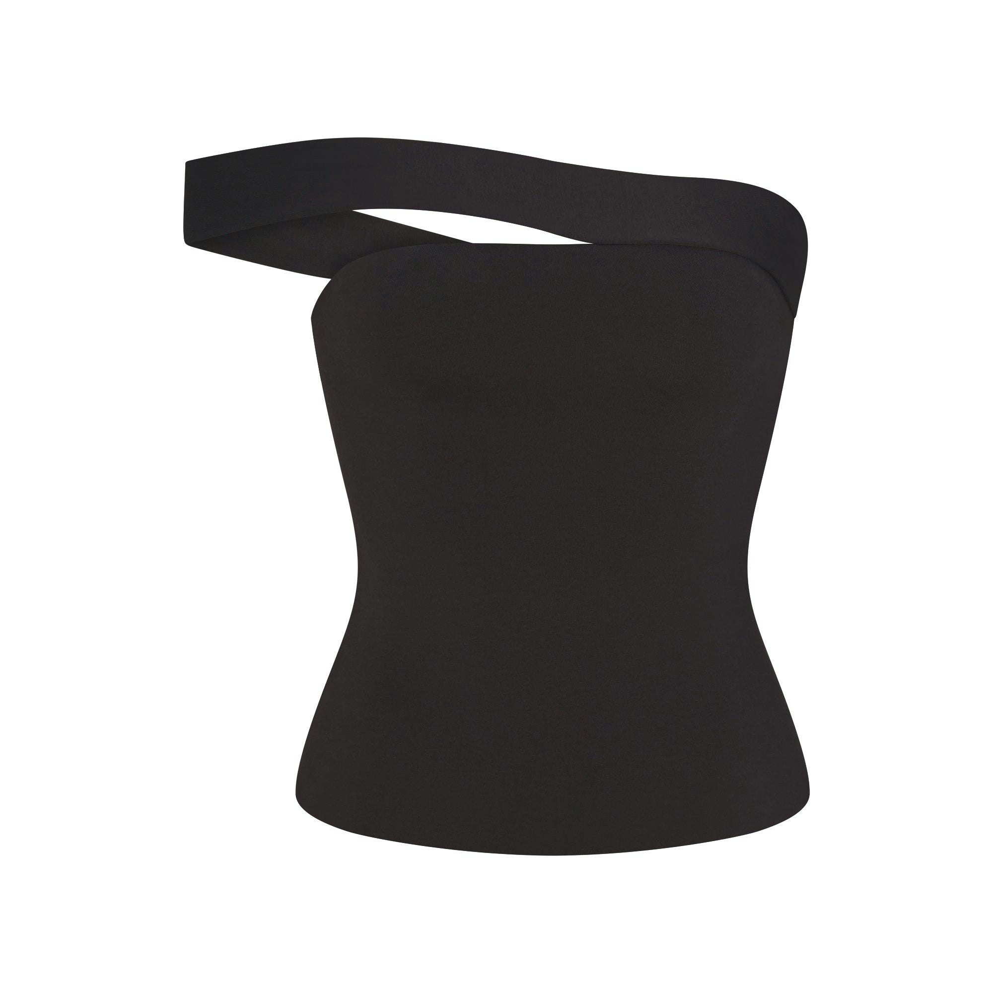 COTTON JERSEY ASYMMETRICAL TOP - SOOT - image 3