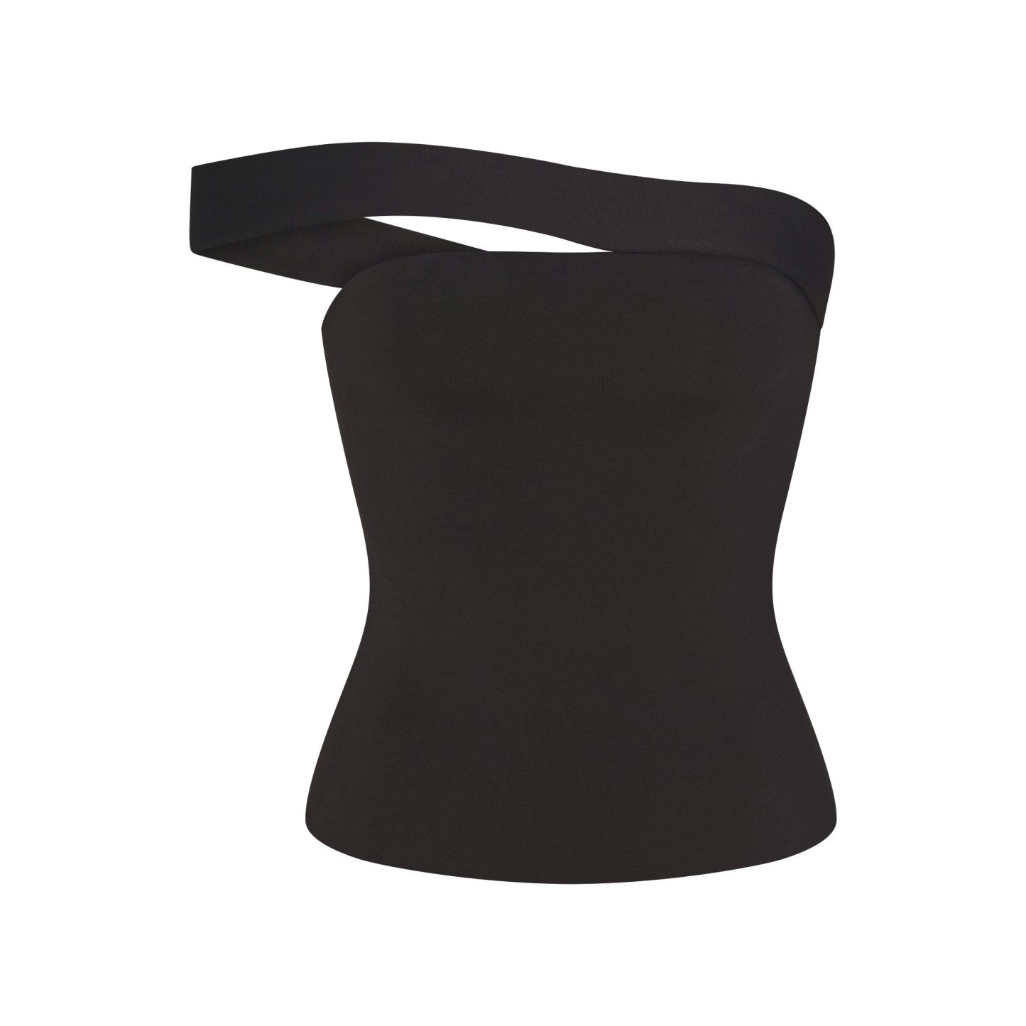 COTTON JERSEY ASYMMETRICAL TOP - SOOT - image 3