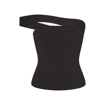 COTTON JERSEY ASYMMETRICAL TOP - SOOT - image 3