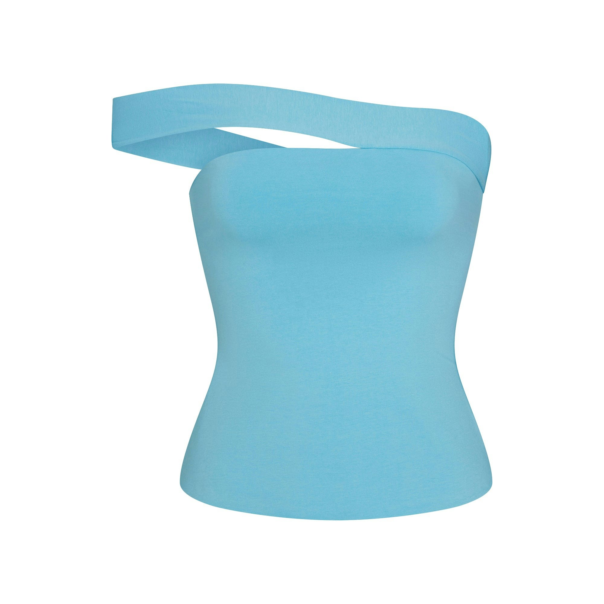 COTTON JERSEY ASYMMETRICAL TOP - WATER - image 18