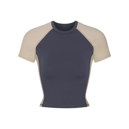 NikeSKIMS MATTE SHINE MIX CROPPED BABY TEE - DEEP ROYAL AND STONE - image 7