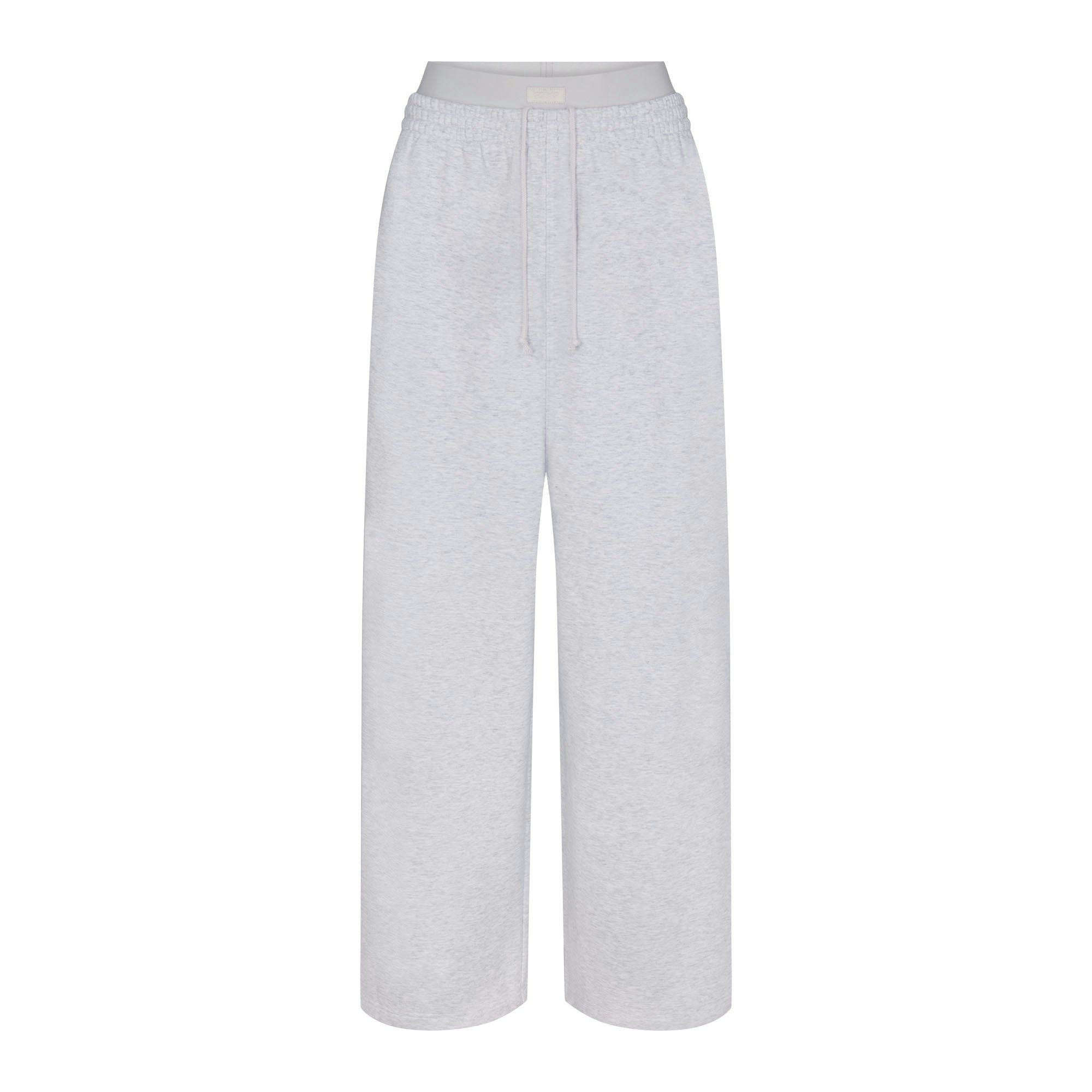 COTTON FLEECE OVERSIZED DOUBLE WAISTBAND PANT - LIGHT HEATHER GREY - image 6