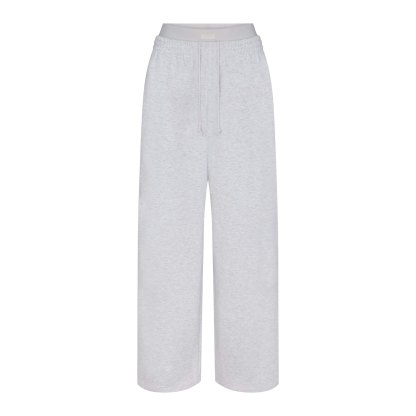 COTTON FLEECE OVERSIZED DOUBLE WAISTBAND PANT - LIGHT HEATHER GREY - image 6