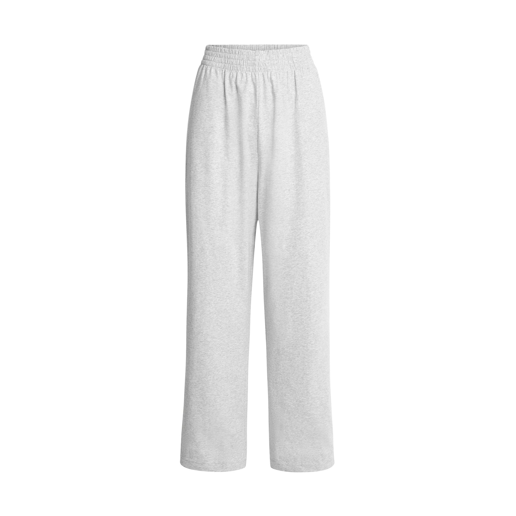 COTTON JERSEY WIDE LEG PANT - LIGHT HEATHER GREY - image 5