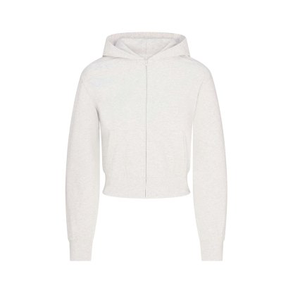 COTTON JERSEY ZIP UP HOODIE - LIGHT HEATHER GREY - image 21