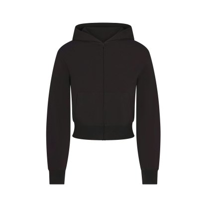 COTTON JERSEY ZIP UP HOODIE - SOOT - image 6
