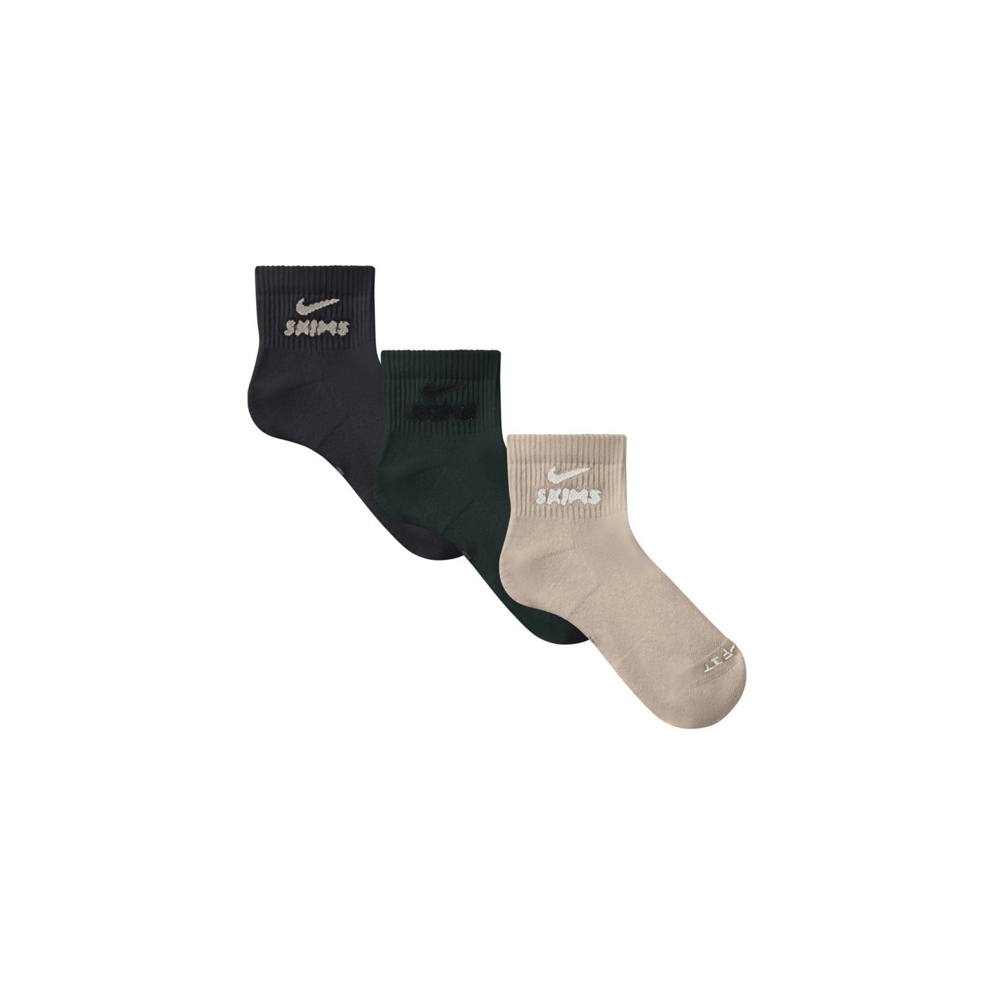 NikeSKIMS ACCESSORIES DRI-FIT™ QUARTER CREW SOCK 3-PACK - DARK TEAL MULTI