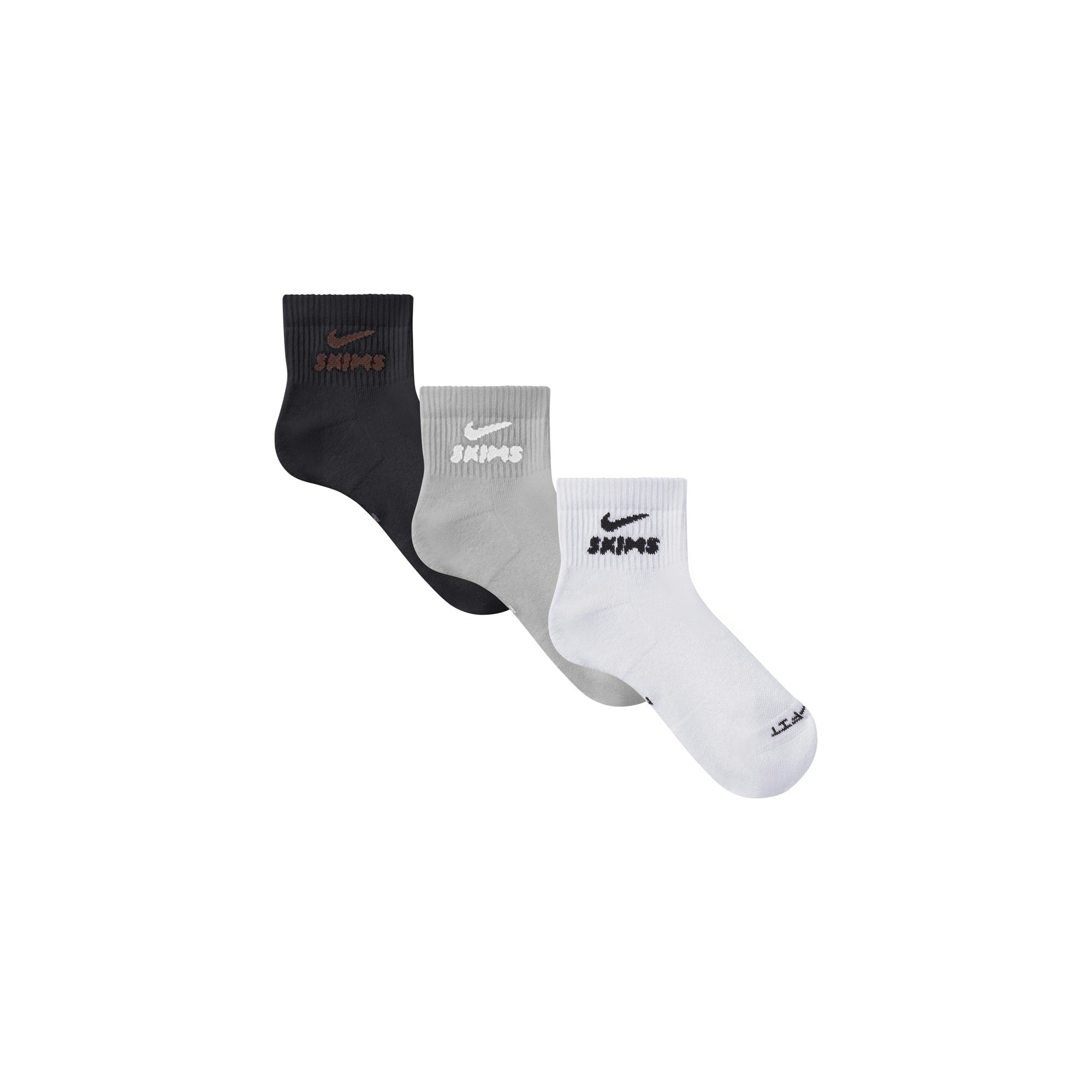 NikeSKIMS ACCESSORIES DRI-FIT™ QUARTER CREW SOCK 3-PACK - HEATHER GREY MULTI