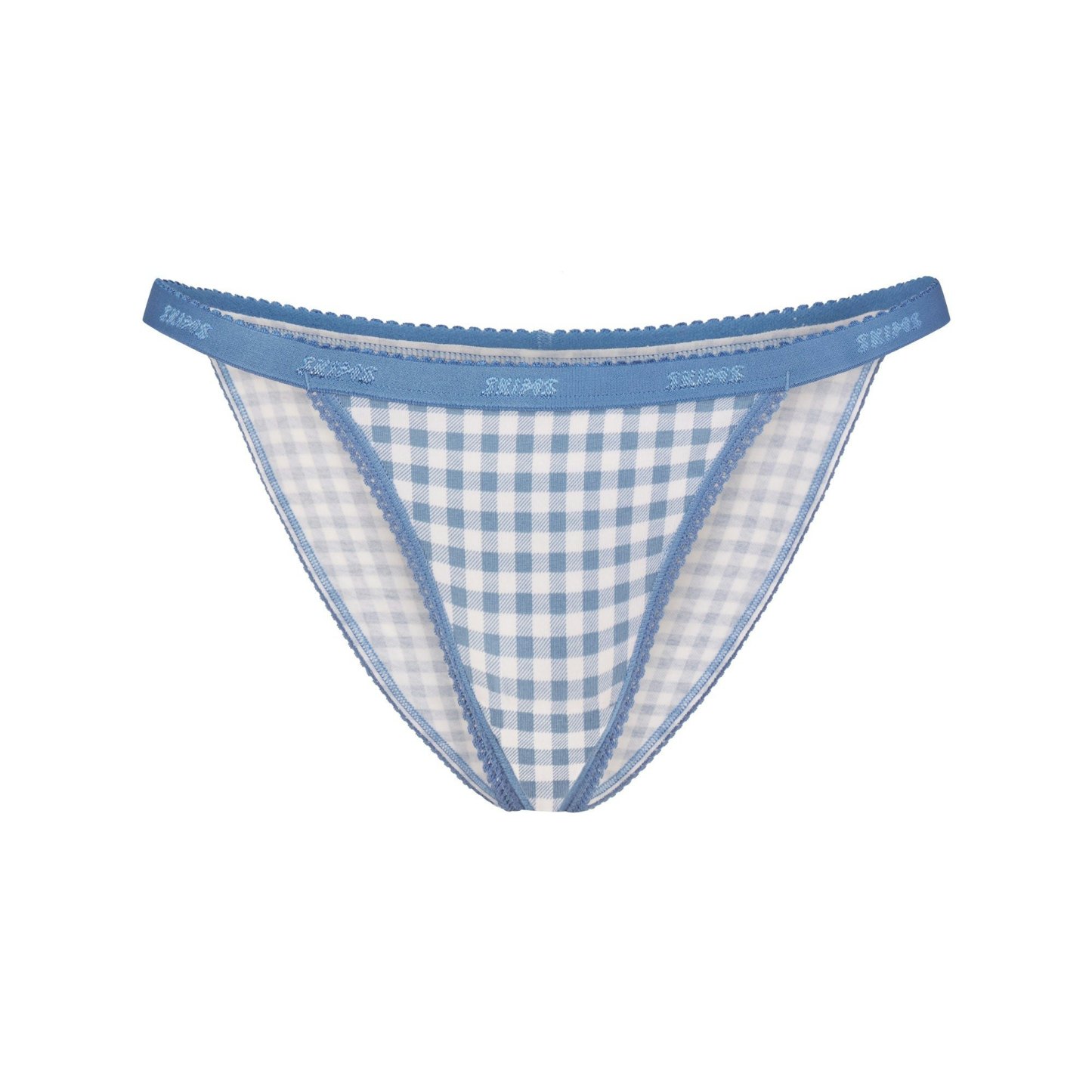 LIGHTWEIGHT COTTON LOGO PICOT STRING BIKINI - ARCTIC GINGHAM