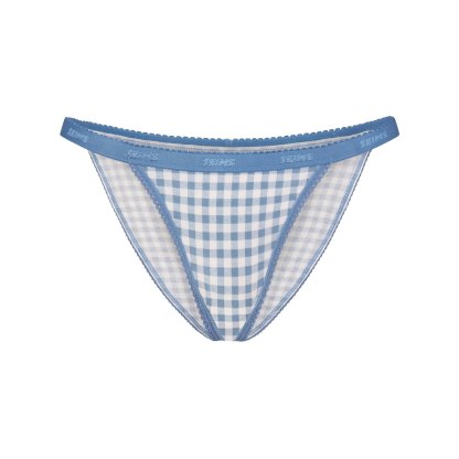 LIGHTWEIGHT COTTON LOGO PICOT STRING BIKINI - ARCTIC GINGHAM
