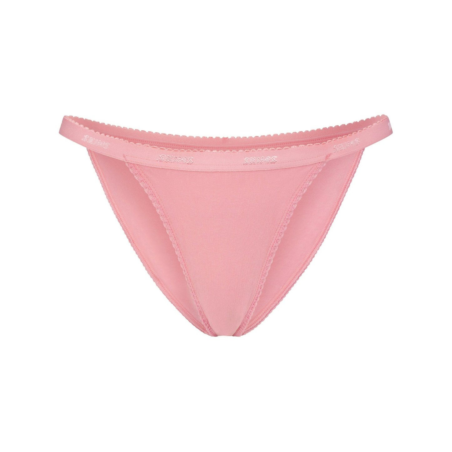LIGHTWEIGHT COTTON LOGO PICOT STRING BIKINI - MELON TONAL
