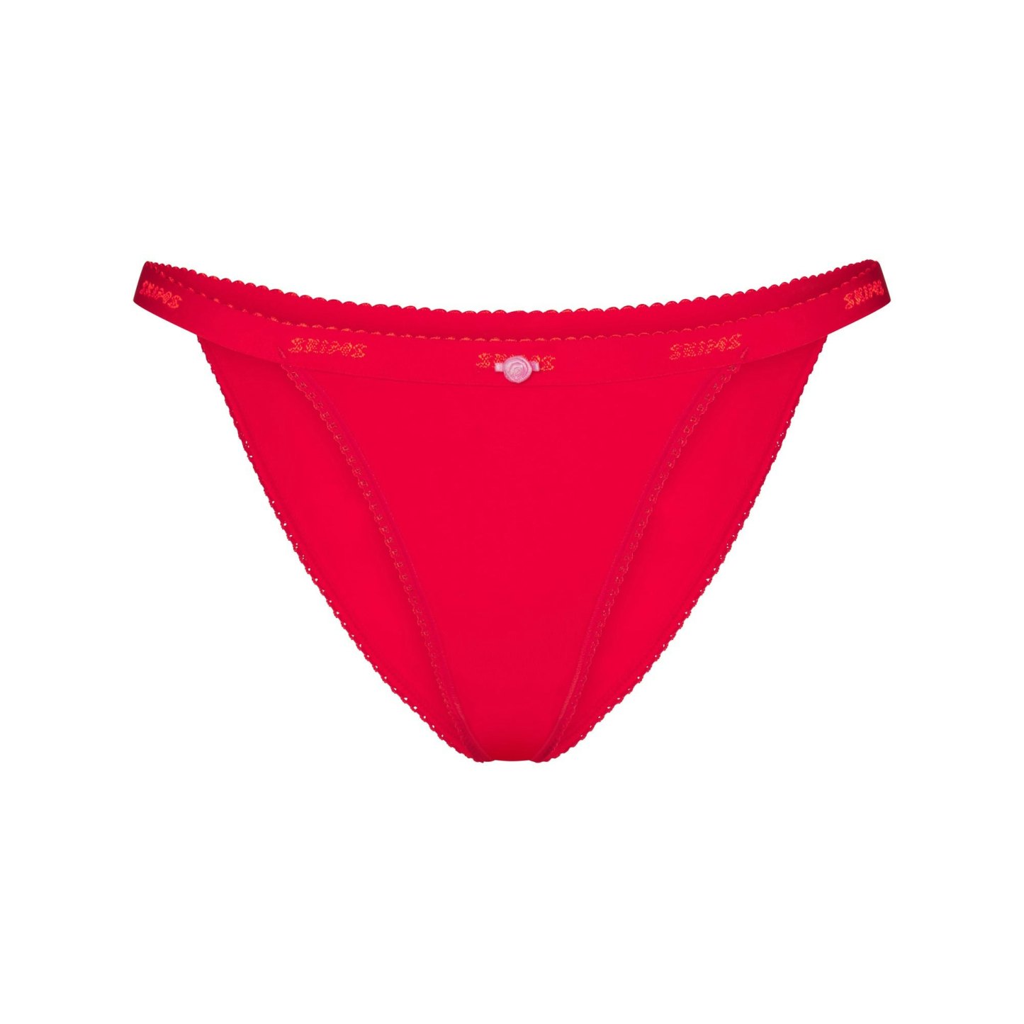 LIGHTWEIGHT COTTON LOGO PICOT STRING BIKINI - RUBY TONAL